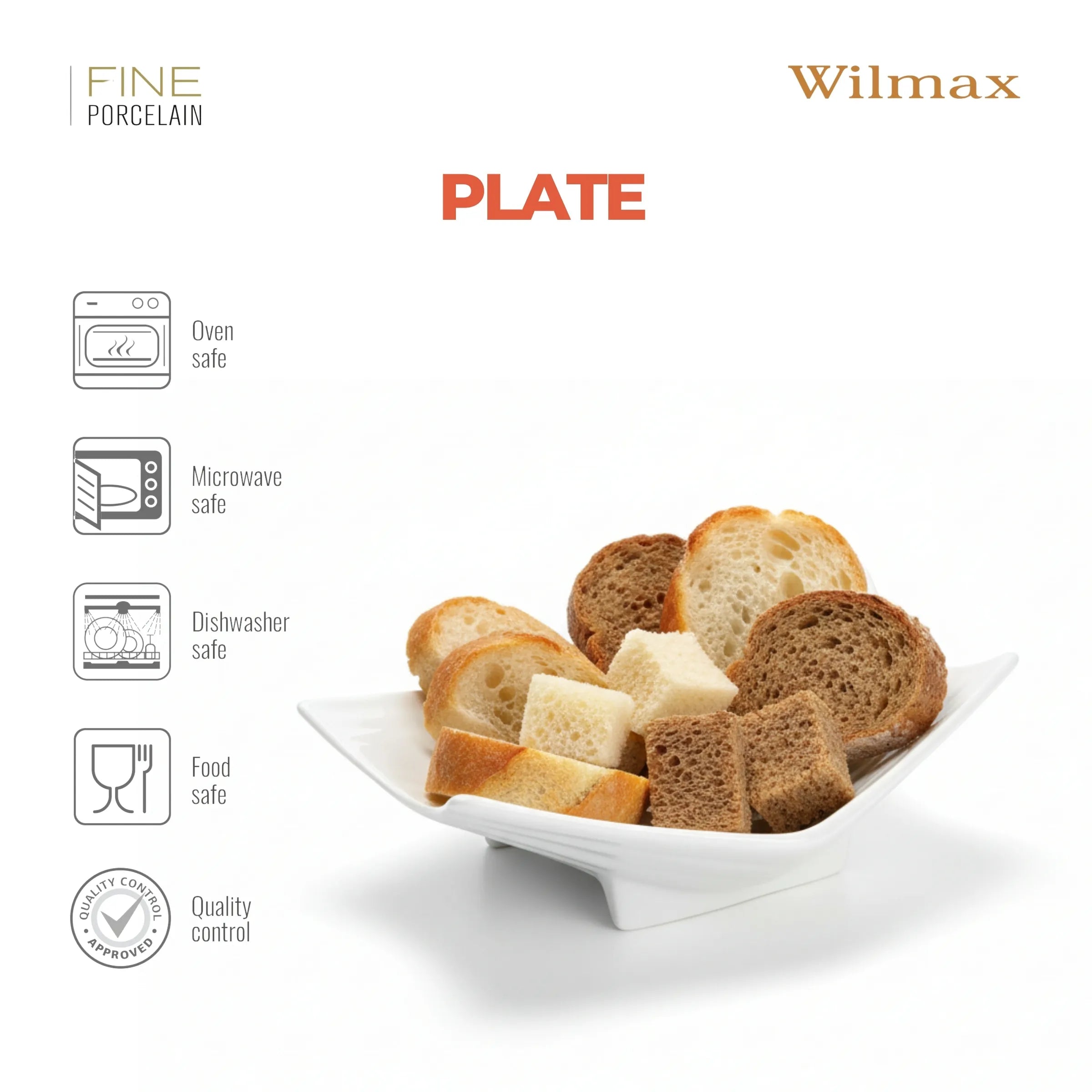 Wilmax Brotvase 23 cm Weiß aus Porzellan