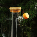 Wilmax Ölflasche 500 ml mit Bambusdeckel Transparent aus Glas