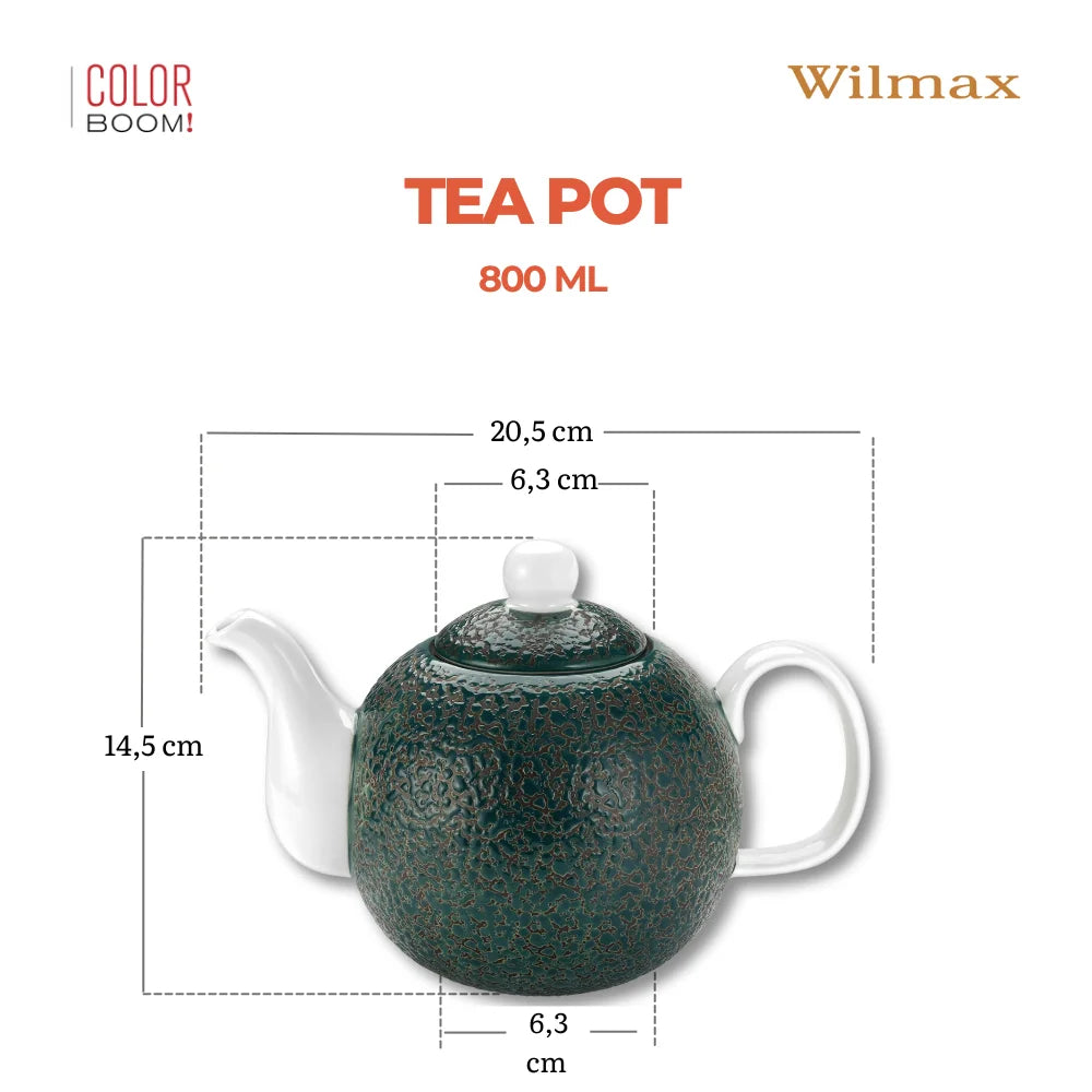 Wilmax Kaffee- und Teekanne mit integriertem Ausgusssieb 800 ml Grün aus Porzellan
