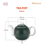 Wilmax Kaffee- und Teekanne mit integriertem Ausgusssieb 800 ml Grün aus Porzellan