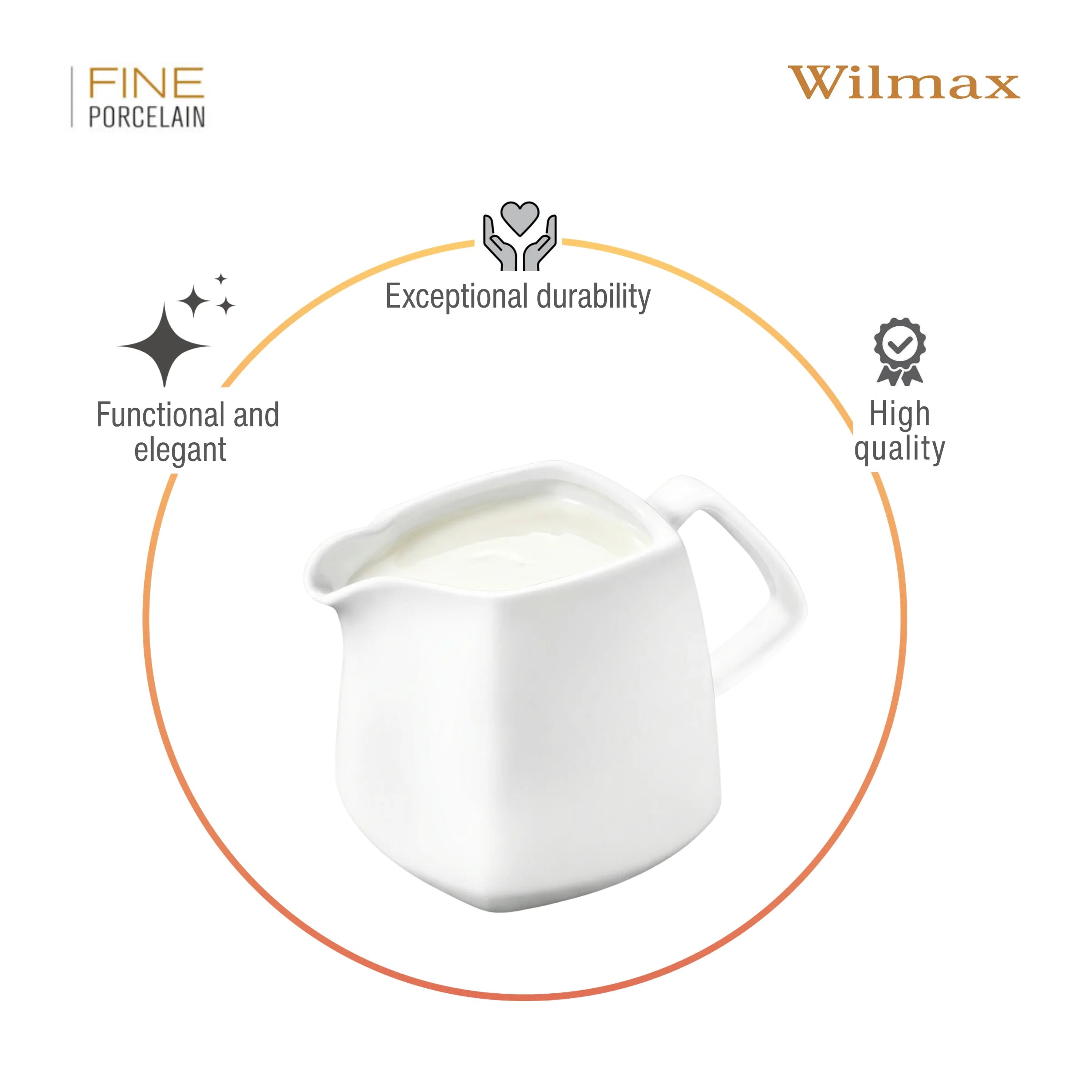 Wilmax Milchkännchen 310 ml Weiß Porzellan Ilona WL-995027/1C
