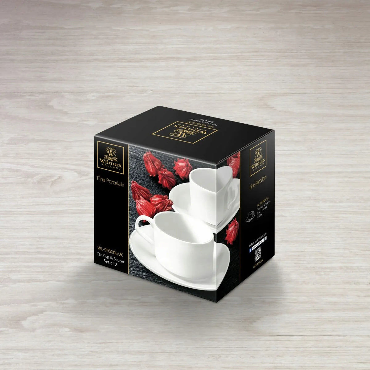 Wilmax Tasse mit Untertassen 160 ml 2er-Set Weiß aus Porzellan