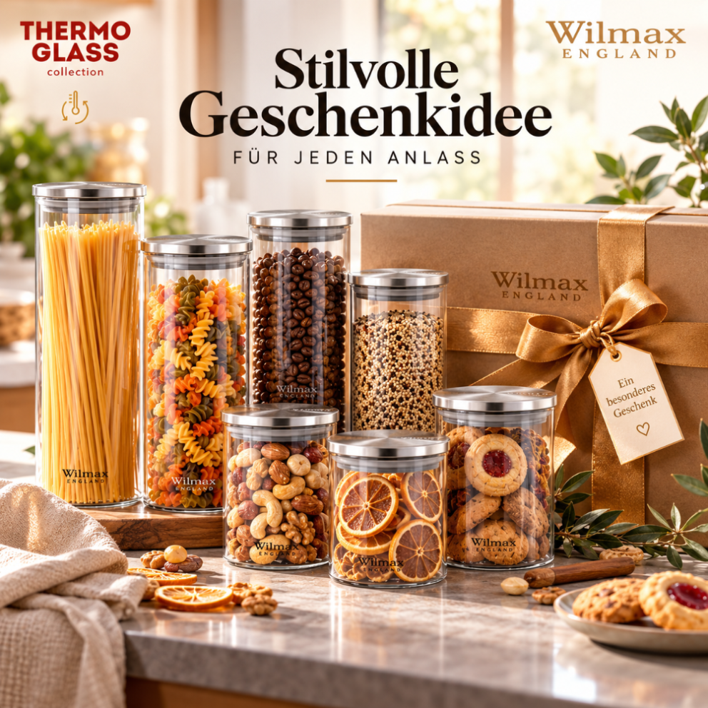 Wilmax Vorratsglas 600 ml mit Edelstahldeckel Transparent