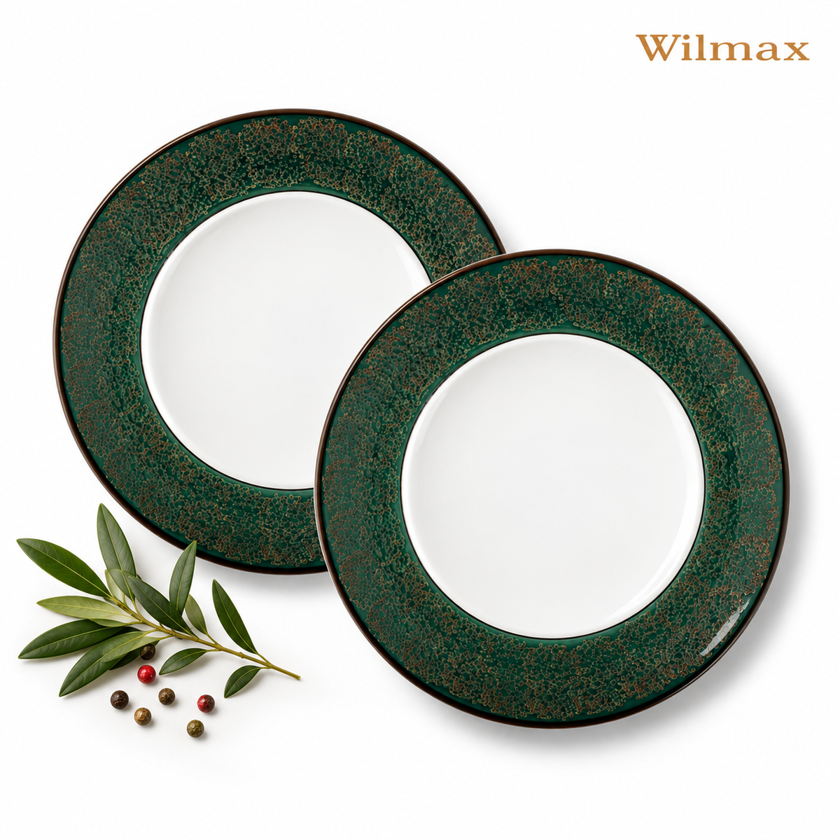 Wilmax Teller 20 cm 2er-Set Grün aus Porzellan
