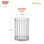 Wilmax Geriffeltes Glas 200 ml 6er-Set Transparent aus Borosilikatglas