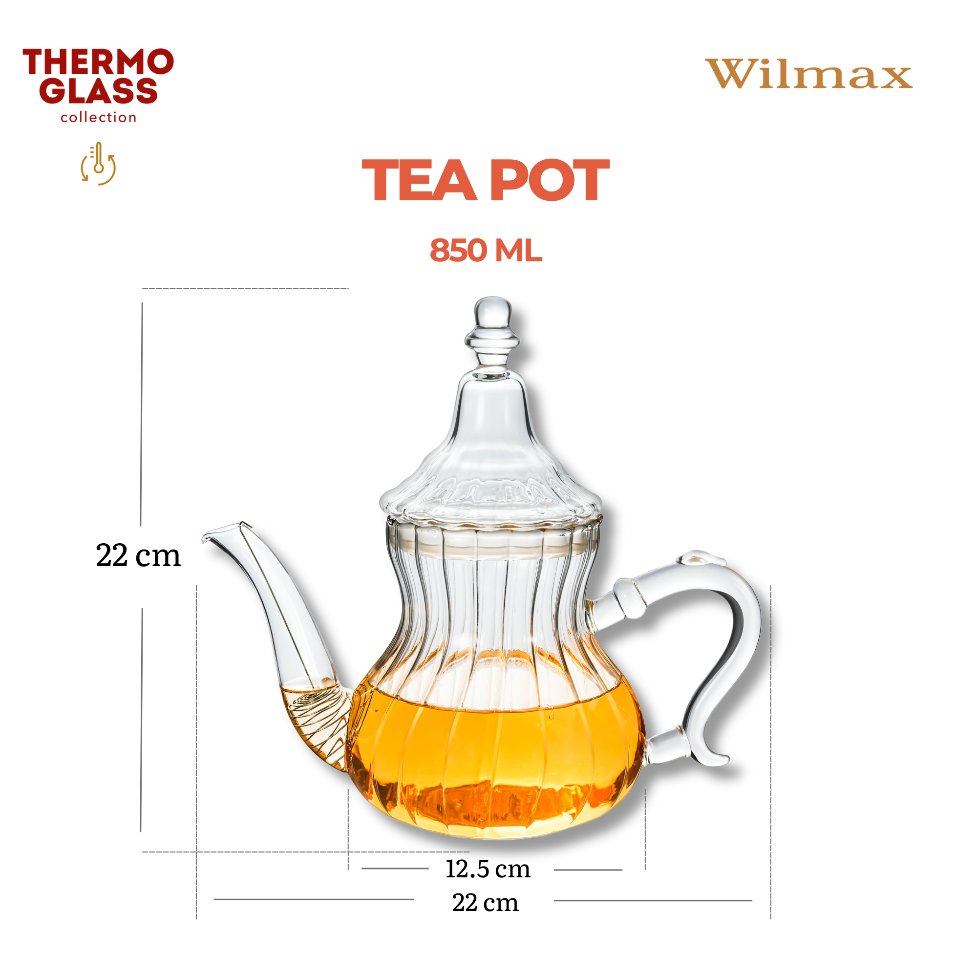 Wilmax Teekanne 850 ml Thermoglas Moroccan Style WL-888829100/A
