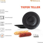 Wilmax Tiefer Teller 25,5 cm 350 ml 2er-Set Schwarz aus Porzellan