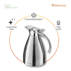 Wilmax Isolierkanne 1000 ml Silber aus Edelstahl
