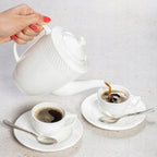 Wilmax Kaffeetassen mit Untertassen 90 ml 6er-Set Weiß aus Porzellan