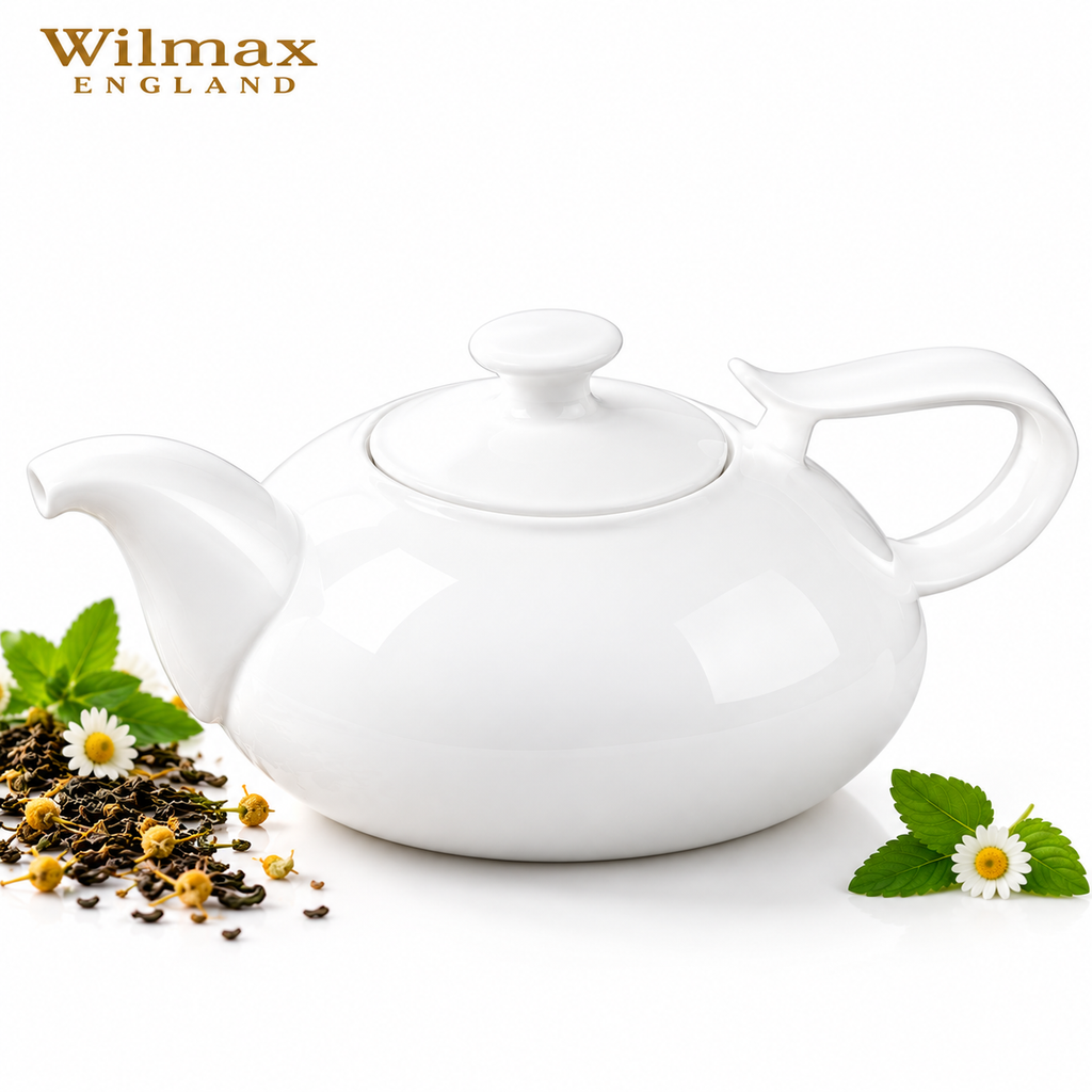 Wilmax Kaffee- und Teekanne mit integriertem Ausgusssieb 2250 ml Weiß aus Porzellan