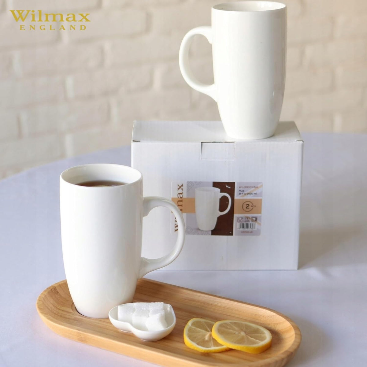 Wilmax Becher 630 ml 2er-Set Weiß aus Porzellan