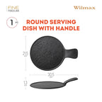 Wilmax Runde Servierplatte mit Griff 30,5 × 21,5 cm Schwarz aus Porzellan