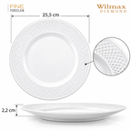 Wilmax Speiseteller 25,5 cm 2er-Set Weiß aus Porzellan
