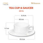 Wilmax Tasse mit Untertasse 220 ml Weiß aus Porzellan