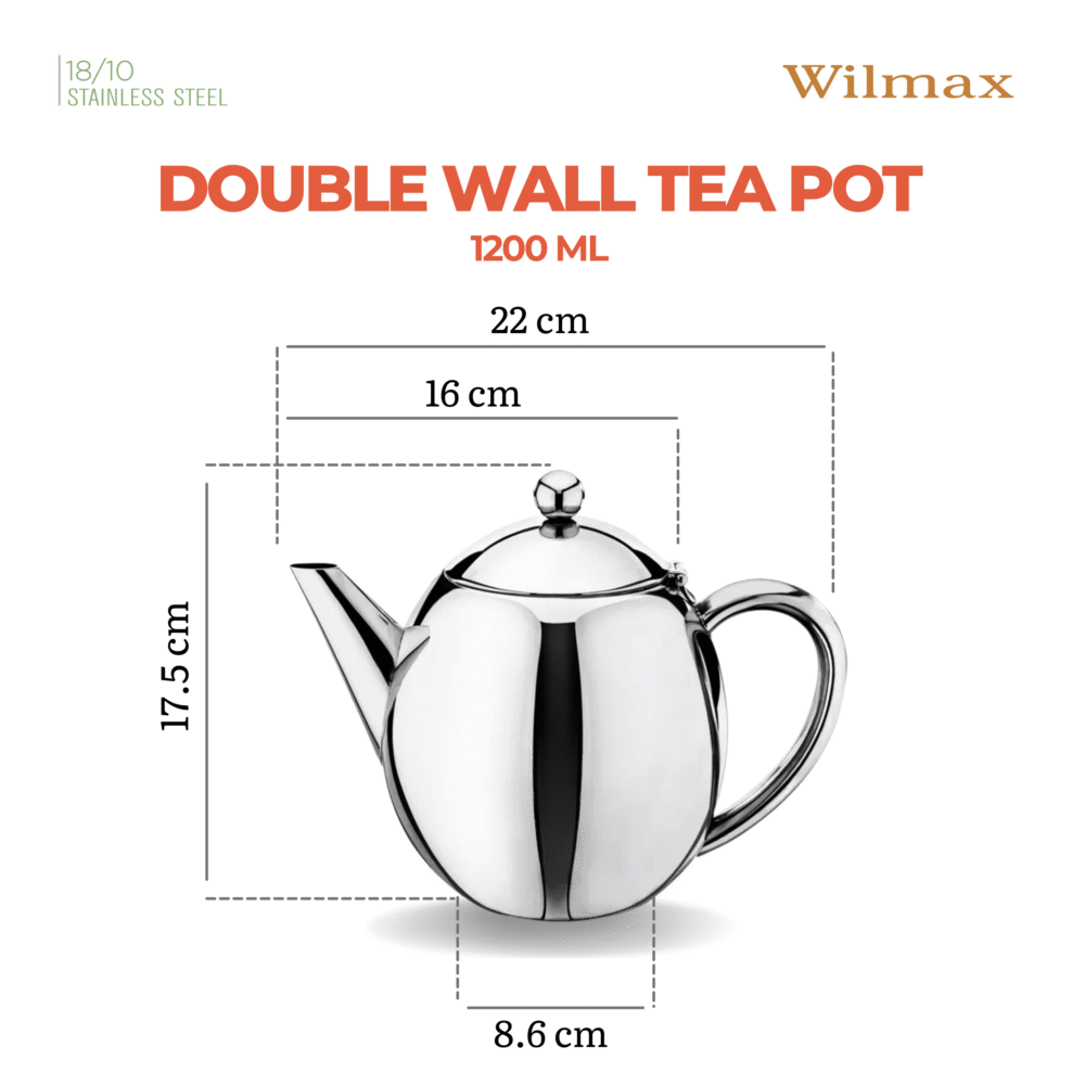 Wilmax Teekanne 1200 ml Edelstahl WL-551101/1C