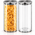 Wilmax Vorratsglas 1800 ml mit Edelstahldeckel 2er-Set Transparent