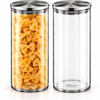 Wilmax Vorratsglas 1800 ml mit Edelstahldeckel 2er-Set Transparent