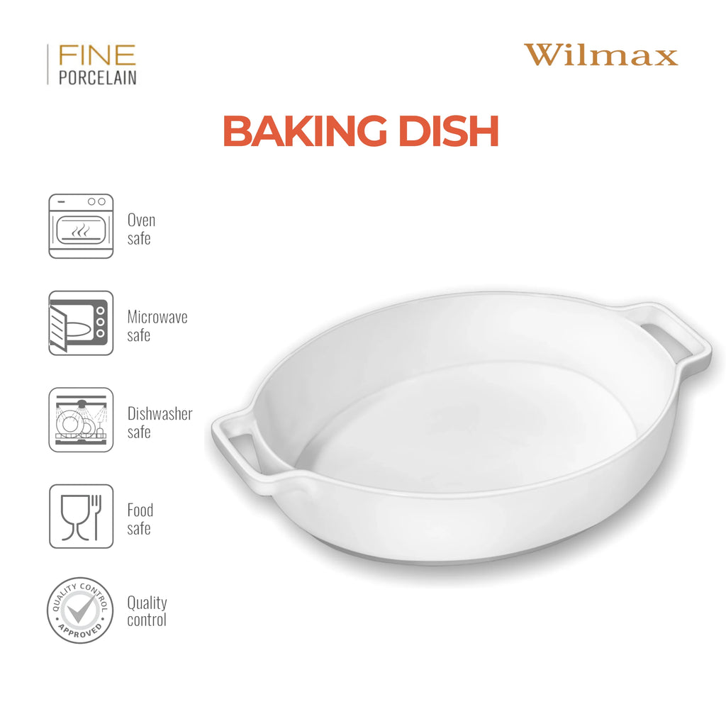 Wilmax Auflaufform mit Griffen 1650 ml Weiß aus Porzellan