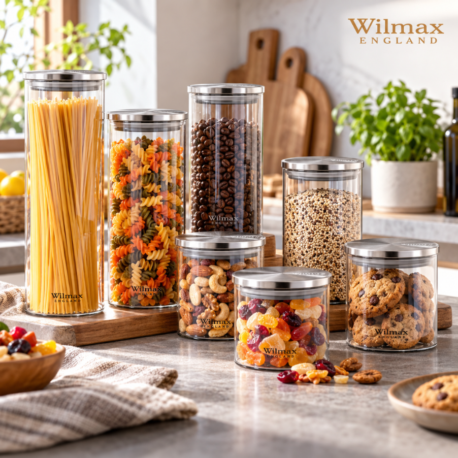 Wilmax Vorratsglas 600 ml mit Edelstahldeckel Transparent