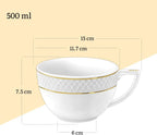 Wilmax Becher 500 ml 4er-Set Weiß mit goldfarbenem Dekor aus Porzellan