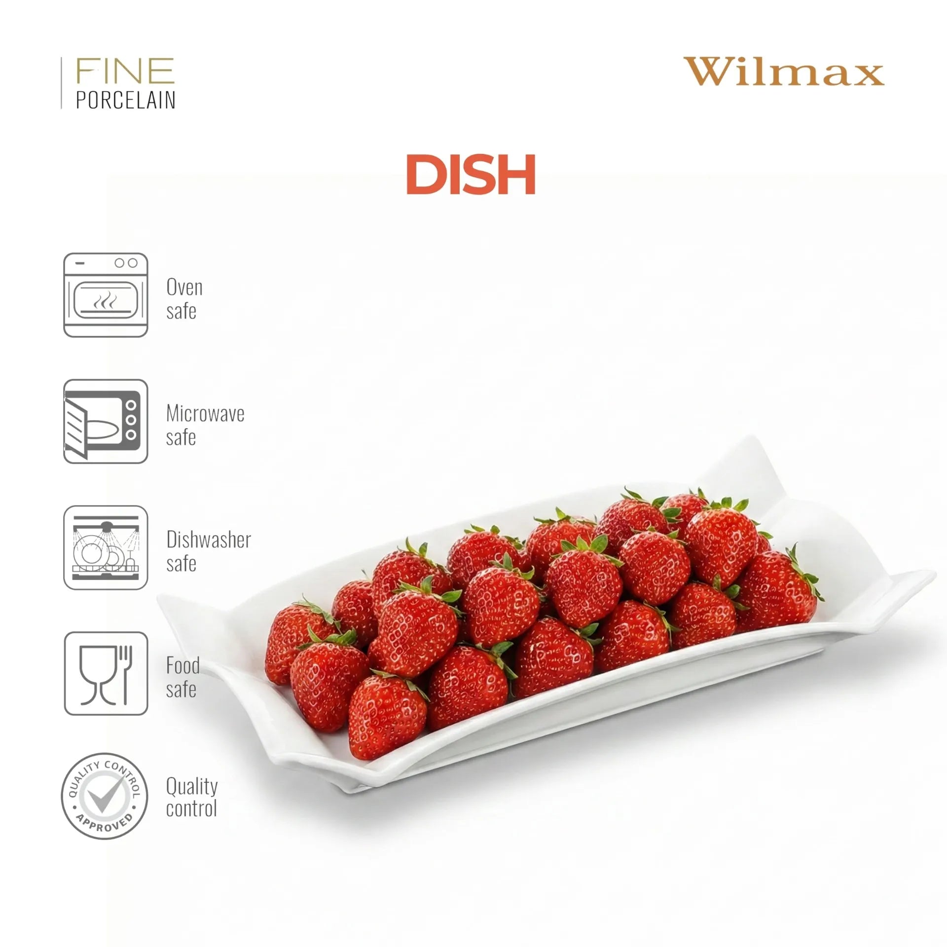 Wilmax Servierplatte 31,75 × 15,24 cm Weiß aus Porzellan