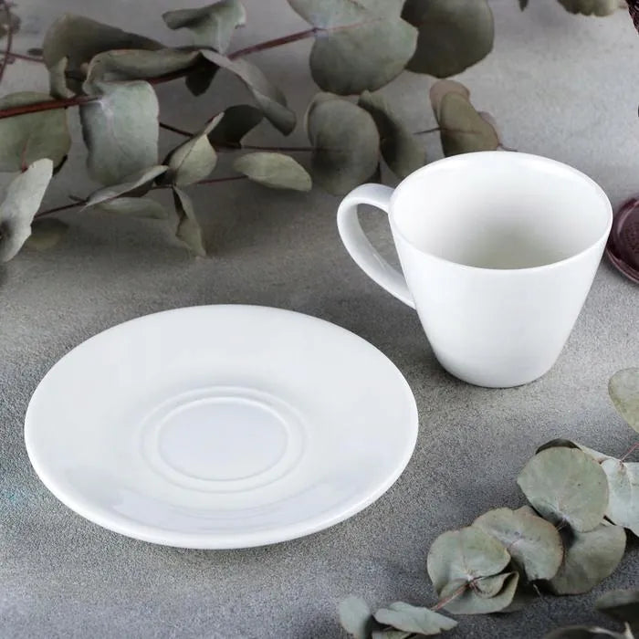 Wilmax Tasse mit Untertassen 180 ml 2er-Set Weiß aus Porzellan