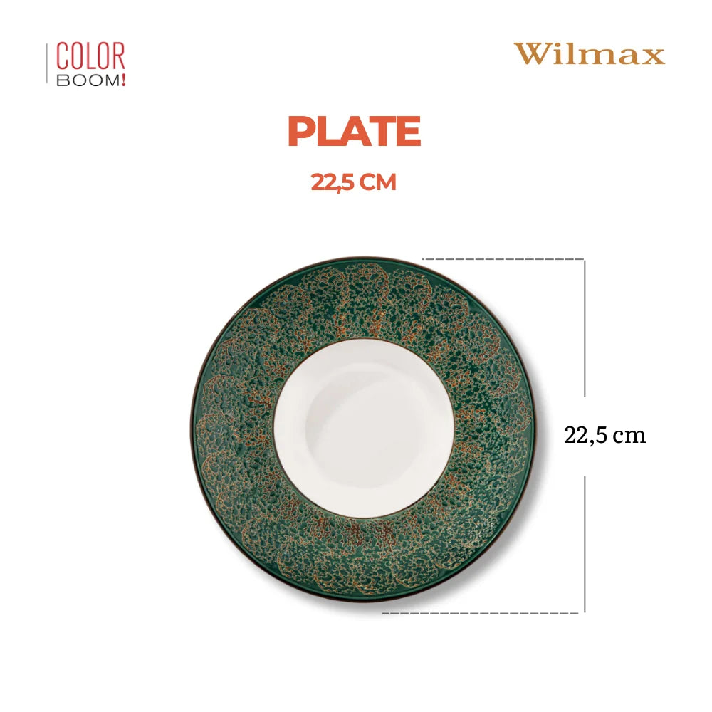 Wilmax Tiefer Teller 22,5 cm 1100 ml Grün aus Porzellan