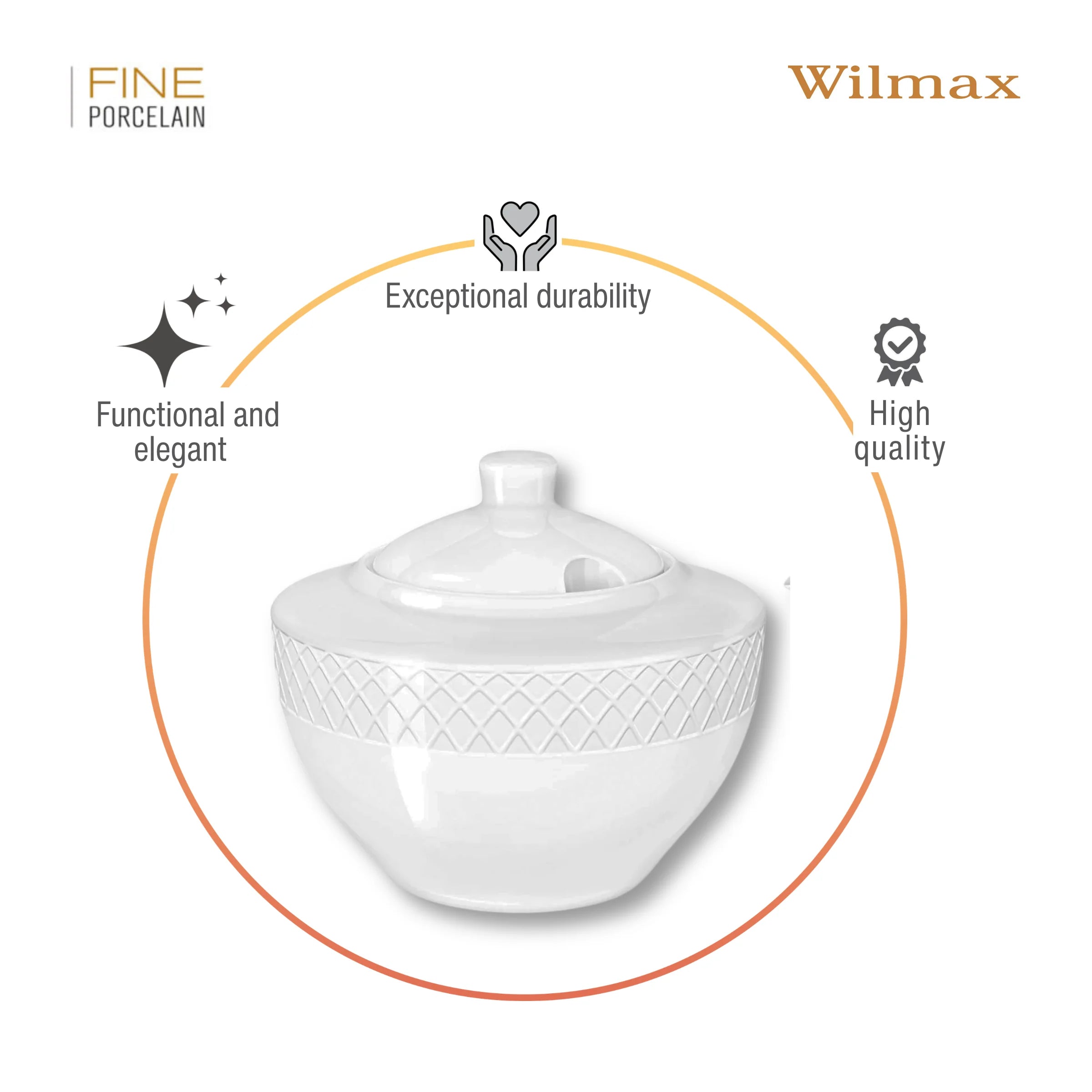 Wilmax Zuckerdose 340 ml Weiß aus Porzellan