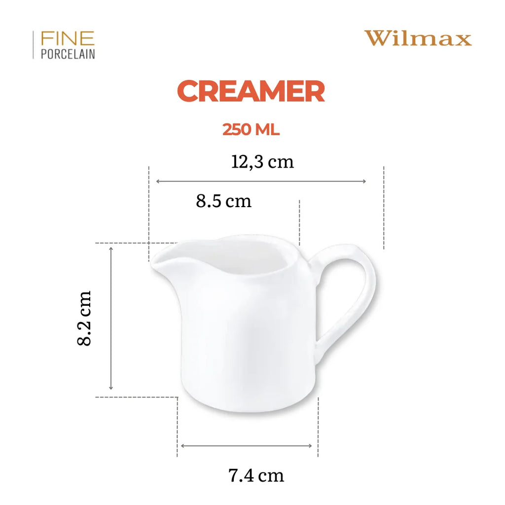 Wilmax Milchkanne 250 ml Weiß aus Porzellan