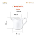 Wilmax Milchkanne 250 ml Weiß aus Porzellan