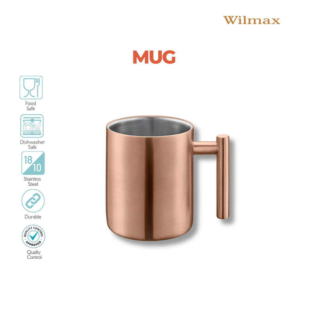 Wilmax Doppelwandiger Becher 350 ml Gold aus Edelstahl