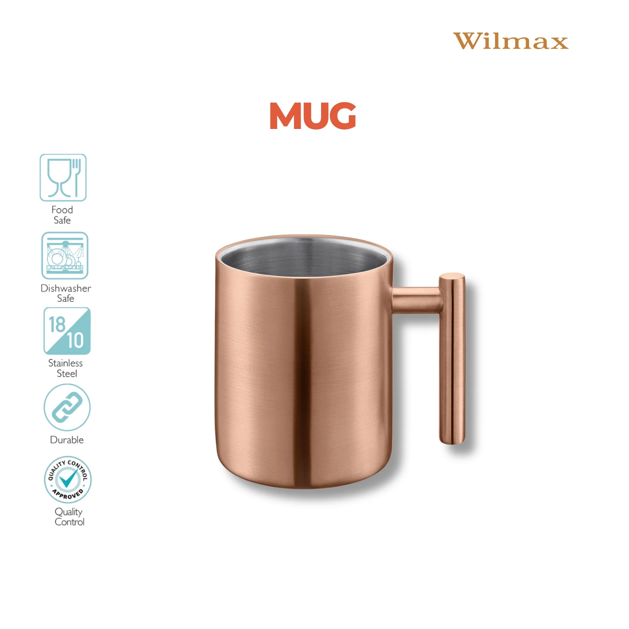 Wilmax Doppelwandiger Becher 350 ml Gold aus Edelstahl