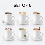 Wilmax Tasse mit Untertassen 6er-Set Weiß aus Porzellan