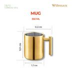 Wilmax Doppelwandiger Becher 350 ml Gold aus Edelstahl