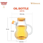 Wilmax Ölflasche 450 ml mit Ausgießer und Filter Transparent aus Glas