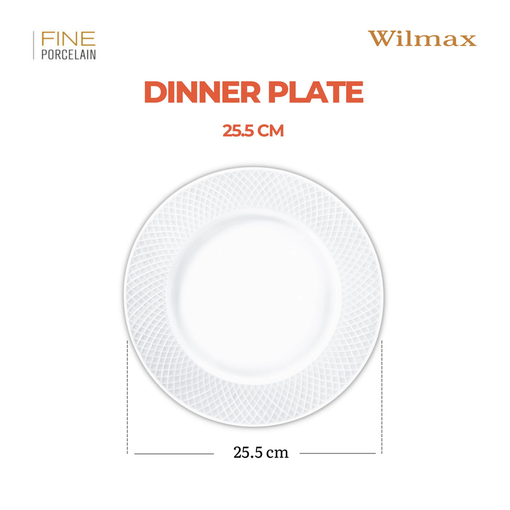Wilmax Speiseteller 25,5 cm Weiß aus Porzellan