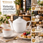 Wilmax Kaffee- und Teekanne mit integriertem Ausgusssieb mit integriertem Ausgusssieb 900 ml Weiß aus Porzellan