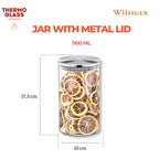 Wilmax Vorratsglas 1100 ml mit Edelstahldeckel Transparent
