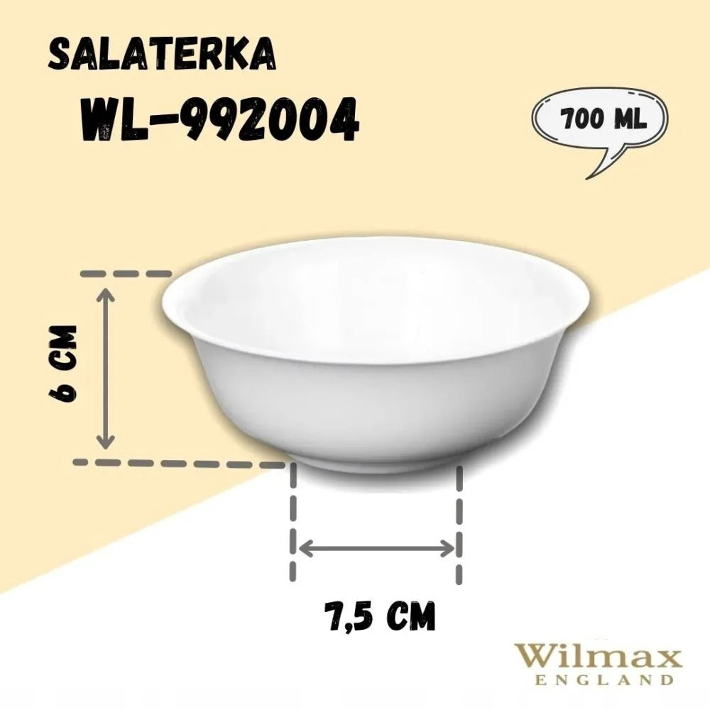 Wilmax Schale 700 ml 15 cm Weiß aus Porzellan