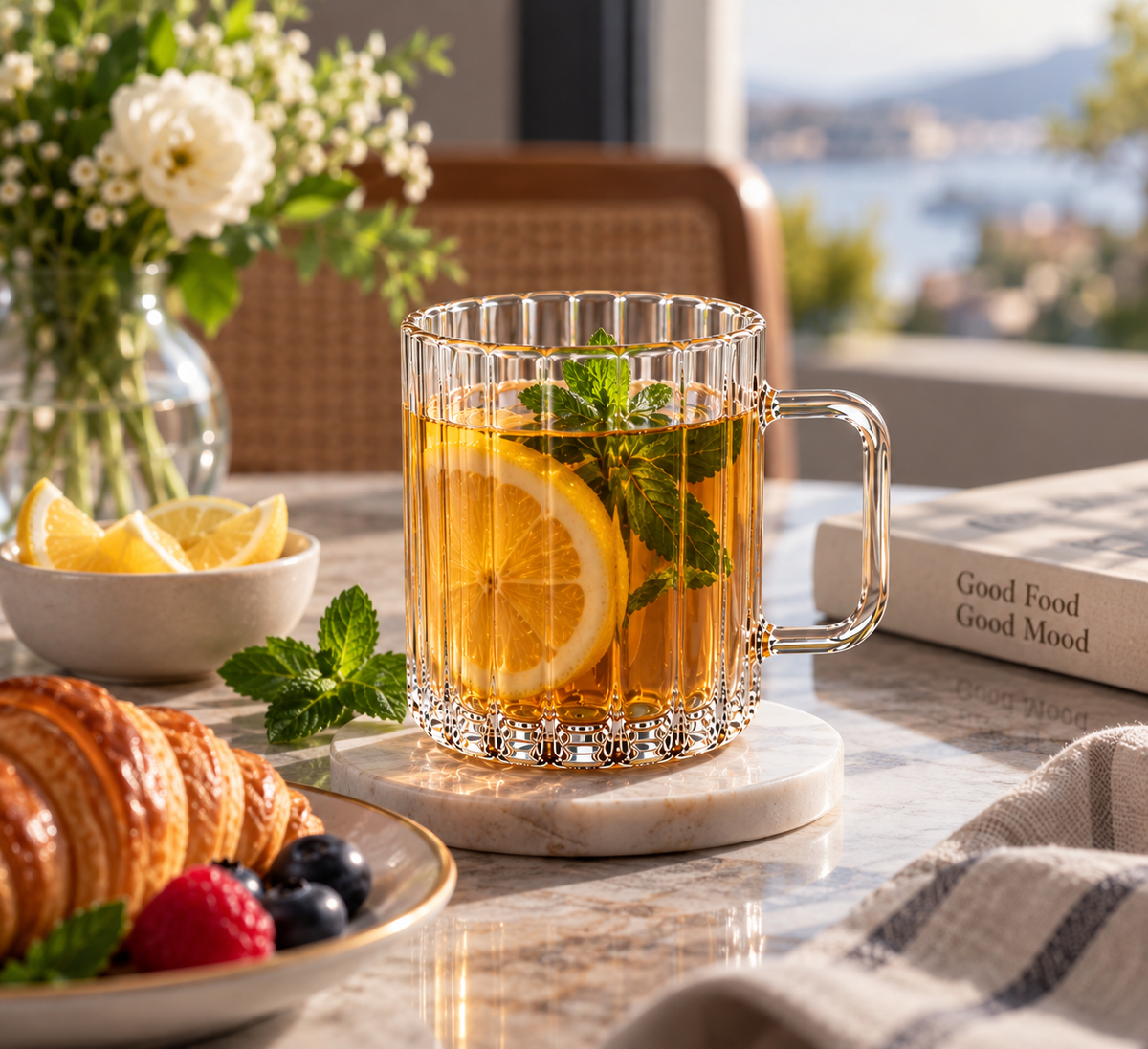 Wilmax Hitzebeständiger Glasbecher mit Henkel 300 ml Transparent aus Glas