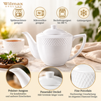 Wilmax Kaffee- und Teekanne mit integriertem Ausgusssieb mit integriertem Ausgusssieb 900 ml Weiß aus Porzellan