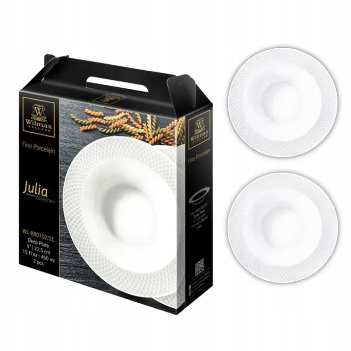 Wilmax Tiefer Teller 22,5 cm 2er-Set Weiß aus Porzellan