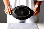 Wilmax Ovale Auflaufform 28 × 16 cm 500 ml Schwarz aus Porzellan