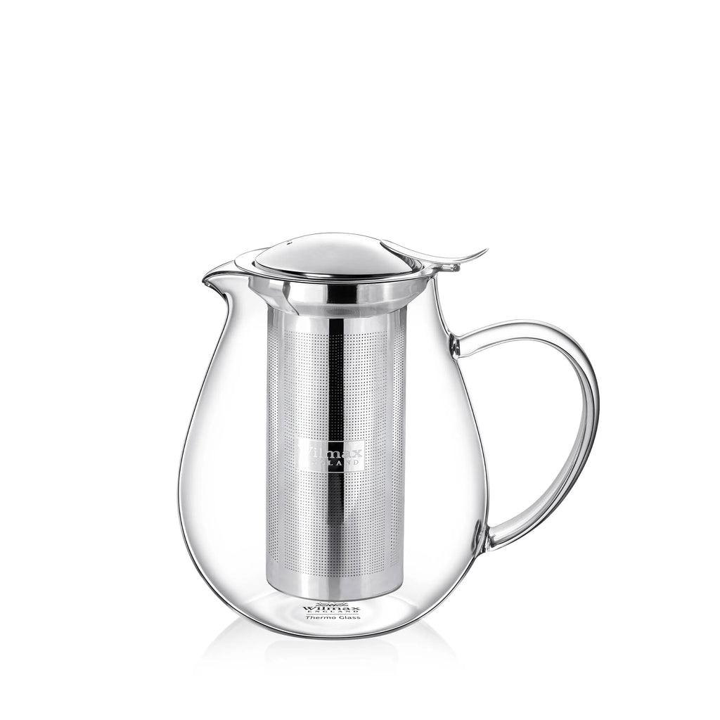 Wilmax Teekanne 850 ml mit Edelstahlfilter Transparent aus Thermoglas