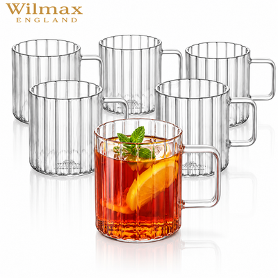 Wilmax Hitzebeständige Glastasse mit Henkel 250 ml 6er-Set aus Glas