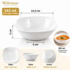 Wilmax Schale 345 ml 14,5 × 14,5 cm 2er-Set Weiß aus Porzellan