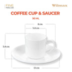 Wilmax Espressotasse mit Untertasse 90 ml  Weiß aus Porzellan