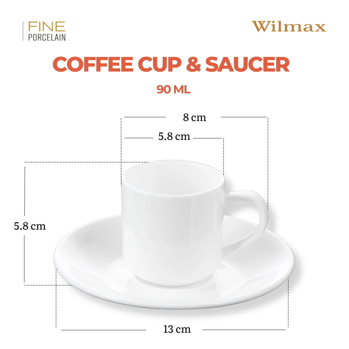 Wilmax Espressotasse mit Untertasse 90 ml  Weiß aus Porzellan