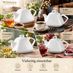 Wilmax Kaffee- und Teekanne mit integriertem Ausgusssieb 1050 ml Weiß aus Porzellan
