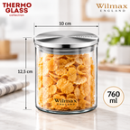 Wilmax Vorratsglas 760 ml mit Edelstahldeckel 3er-Set Transparent
